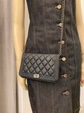 Pre Loved Chanel Boy Wallet on Chain Black Caviar Leather 2022. (Excellent)