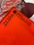 Pre Loved Hermes Zebra Pegasus Limited Silk Scarf in Orange & Dark Brown 90cm (New)