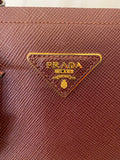 Pre Loved Prada Saffiano Cuir Tote in Burgundy Saffiano Leather