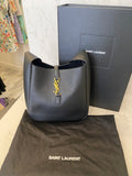 Pre Loved Saint Laurent Le 5 a 7 Supple Hobo in Black Grained Leather (excellent)