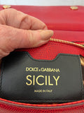 Pre Loved Dolce & Gabbana Sicily Shoulder & Hand Bag in Red with Jewels