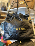 Pre Loved Chanel 22 in Black Shiny Calf Leather (new)