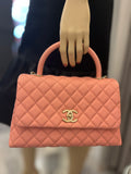 Pre Loved Chanel Coco Top Handle Bag in Pink Caviar Leather (excellent)