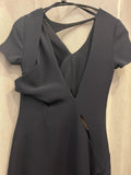Pre Loved Gianni Versace Navy Silk Maxi Dress with Cut-Outs size 38 UK 6 (Excellent)