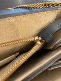 Chloe Faye Patchwork Shoulder Bag in Dark Grey Leather & Tan Suede.