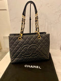 Pre Loved Chanel GST Grand Shopper Tote in Black Caviar Leather