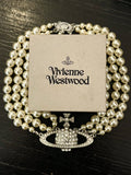 Vivienne Westwood 3 Row Pearl Diamanté Orb Choker