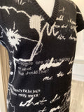 Galliano V Neck Sweater Dress / Tunic Handwriting Script size M