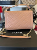 Chanel Label Click Flap Bag 2018 in Dusty Pink Lambskin Leather