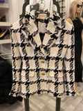 Pre Loved Versace Black, White & Ecru Tweed Skirt Suit Fits UK 8/10