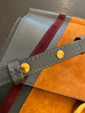 Chloe Faye Patchwork Shoulder Bag in Dark Grey Leather & Tan Suede.