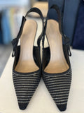 Christian Dior Black & Crystal J'Adior Slingback Pumps UK 4.5