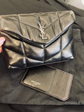 Pre Loved Saint Laurent Toy Puffer Clutch Bag in Black Lambskin with Card Holder (excellent)