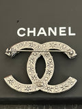 Pre Loved Chanel Gunmetal Tone & Crystal CC Brooch