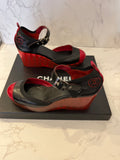 Pre Loved Chanel Black & Red Wedges UK 4