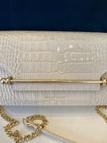 Pre loved Strathberry East/West clutch in beige embossed leather (excellent)