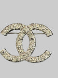 Chanel Gunmetal Tone & Crystal CC Brooch