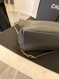 Pre Loved Chanel CC Lock Chain Shopping Tote in black calfskin (excellent) **reserved CH**