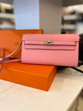 Pre Loved 2022 Hermes Kelly Classique To Go in Epsom Rose Confetti Leather (excellent)