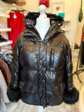Moncler Grenoble Black Down Jacket With Hood & Fur Cuffs Size 3 fits UK 12-14