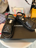Pre Loved Chanel Black Leather Dad Sandals UK 5.5 (new)