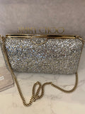 Pre Loved Jimmy Choo Champagne Glitter Clutch Bag - excellent