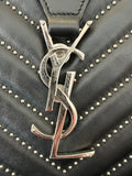 Pre Loved Yves Saint Laurent Cassandra Black Leather Chevron Studded Bag