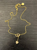 Pre Loved Dior Gold Tone CD & Heart Droplet Necklace (excellent)