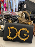 Pre Loved Dolce & Gabbana Black Baroque DG Girls Shoulder Bag