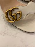 Pre Loved Gucci Marmont White /Cream Leather Block Heeled Sandals UK 8