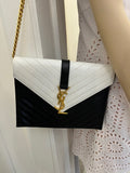 Pre Loved Yves Saint Laurent Black & White Leather Chevron Envelope Bag