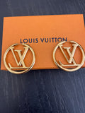Pre Loved Louis Vuitton LV Gold Tone Hoop Earrings (reserved until Tuesday)