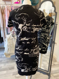 Galliano V Neck Sweater Dress / Tunic Handwriting Script size M