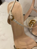 Pre Loved Gucci Marmont White /Cream Leather Block Heeled Sandals UK 8