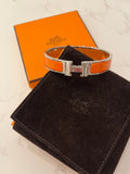 Pre Loved Hermes Orange Enamel Clic H Narrow Bangle size