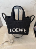 Pre Loved Loewe small black woven raffia x Paula Ibiza tote bag (New)