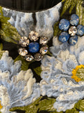 Pre Loved Escada Textured Blue Floral Dress and Coat Suit UK10 (excellent)