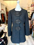 Pre Loved Prada Wool Coat Jewelled Accents size 42 UK10