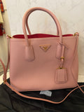 Pre Loved Prada Saffiano Leather Double Bag in Light Pink (excellent)**reserved**