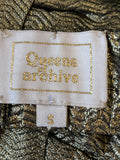 Pre Loved Queens of Archive Gold Lame Bow Back Top Size S