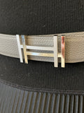 Pre Loved Hermes H Reversible Leather Belt in Grey & black size 85cm