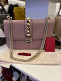 Pre Loved Valentino Garavani Rockstud Glam Bag in Poudre Leather