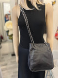 Pre Loved Chanel Vintage Coco Mark Shoulder / Crossbody Bucket Bag in Black Lambskin Leather