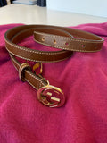 Gucci Narrow Brown Leather GG Belt 95cm