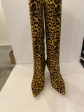 Pre Loved Gianvito Rossi Hunter Pony Leopard Print Knee High Boots UK 3 (new)