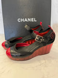 Pre Loved Chanel Black & Red Wedges UK 4