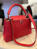 Louis Vuitton Capucines Bag in Red Tourillon Leather Silver Tone Hardware