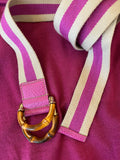 Gucci Vintage Bamboo Pink Web Stripe Belt 95cm