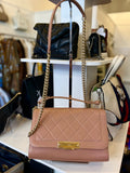 Chanel Quilted Click Flap Bag in Rose Beige Leather