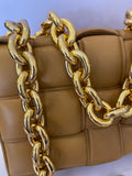 Pre Loved Bottega Veneta The Chain Padded Cassette Bag Dark Caramel (excellent)